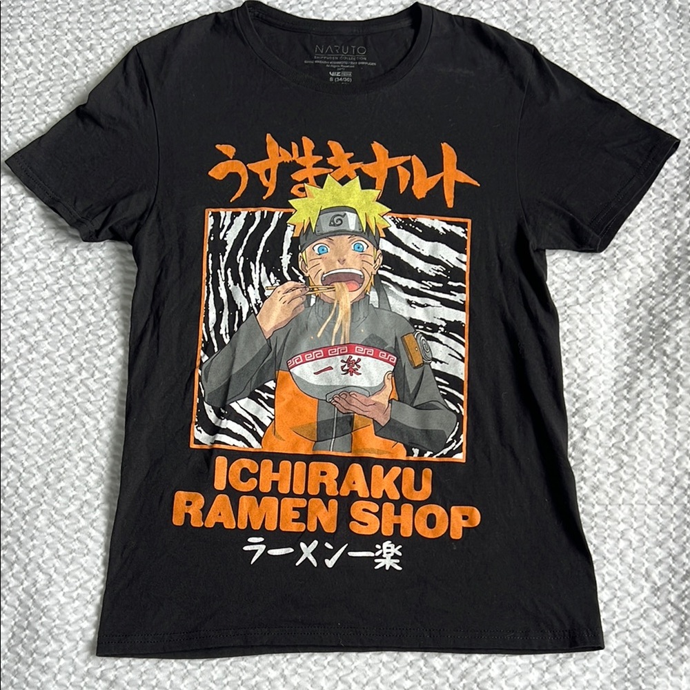 Black Short Sleeve Tee with Anime Graphic *
